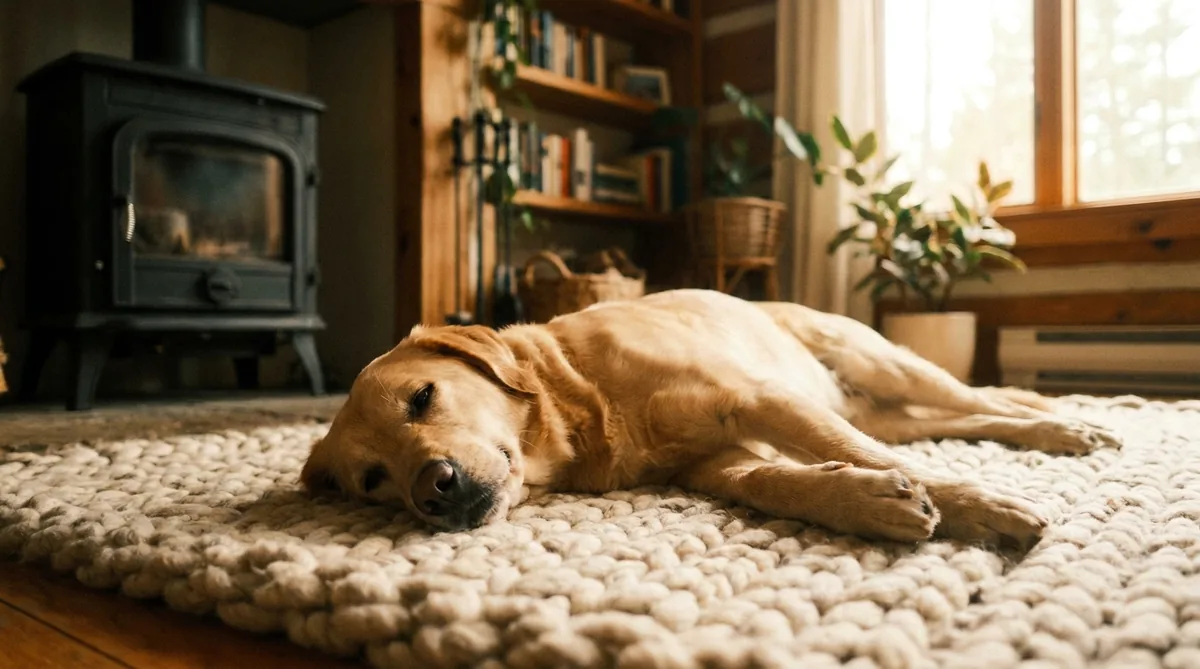 Cão tranquilo em casa